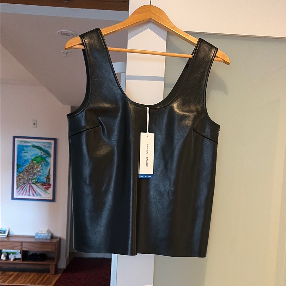 Black Leather Tank Top